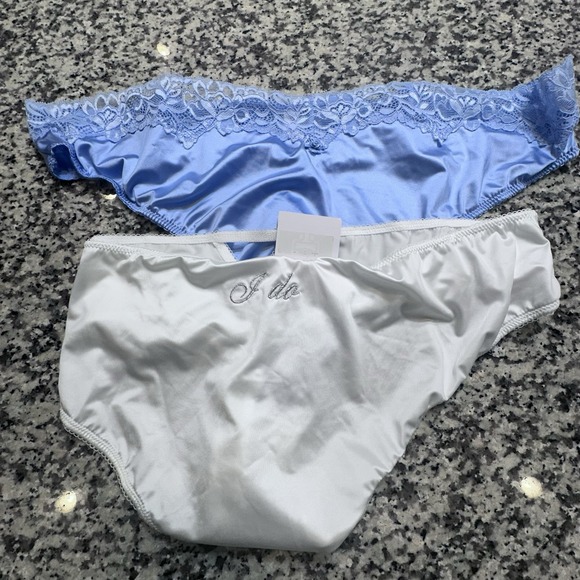 Women's Bridal Satin Lace Thongs "I Do" Wedding Night Romantic Panties Size XXXL - Picture 3 of 7